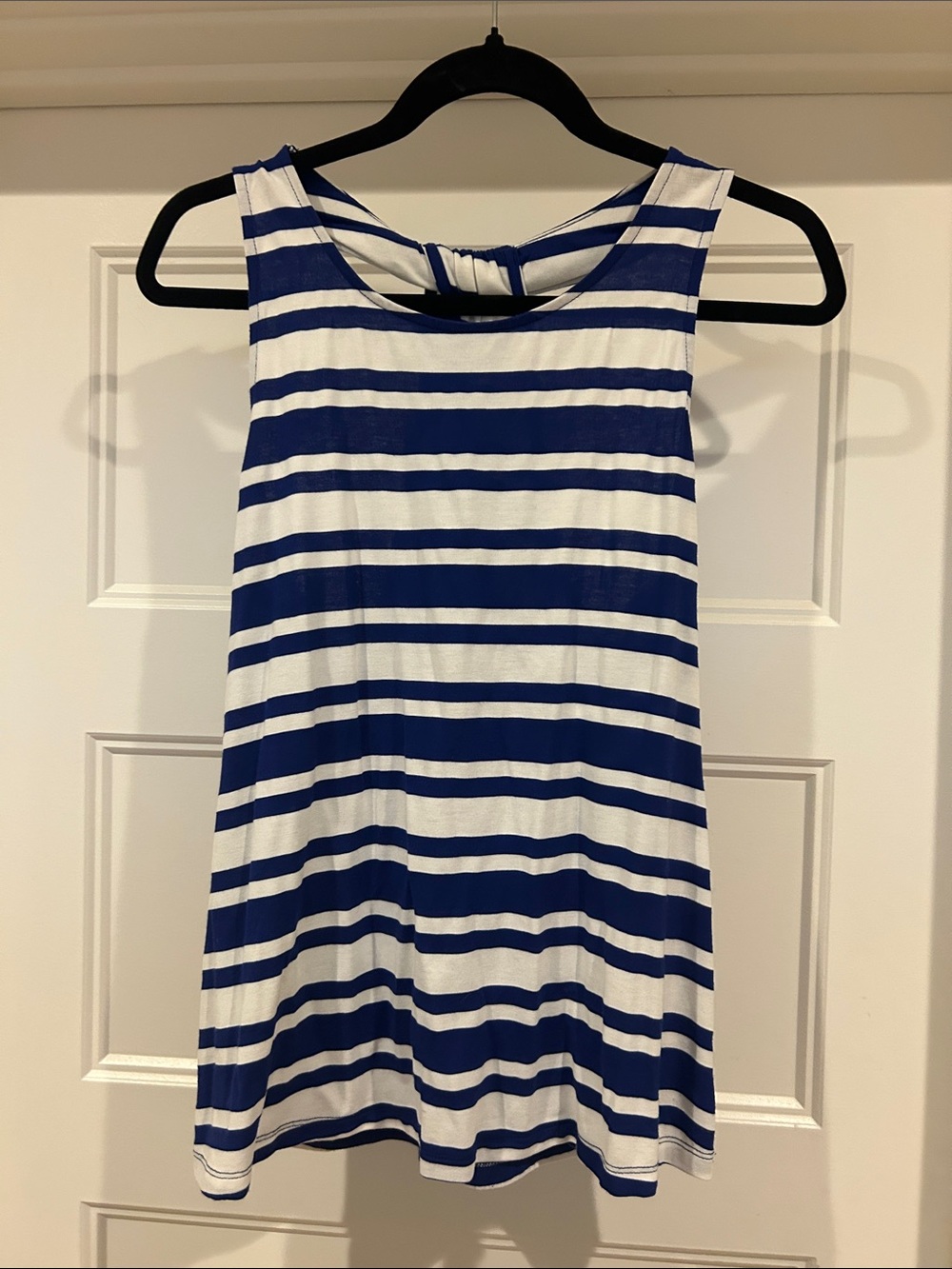 Skies Are Blue Blue and White Striped Sleeveless Top